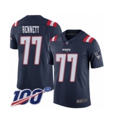 Men's New England Patriots #77 Michael Bennett Limited Navy Blue Rush Vapor Untouchable 100th Season Football Jersey