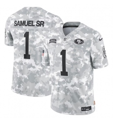 Men's San Francisco 49ers #1 Deebo Samuel Sr 2024 Arctic Camo Salute To Service Limited Stitched Football Jersey