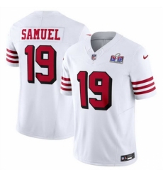 Men's San Francisco 49ers #19 Deebo Samuel New White 2023 F U S E Vapor Untouchable Limited Stitched Football 2024 Super Bowl LVIII Jersey