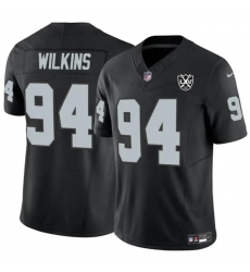 Men's Las Vegas Raiders #94 Christian Wilkins Black 2024 F.U.S.E 65th Anniversary Vapor Stitched Football Jersey