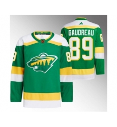 Men's Minnesota Wild #89 Frederick Gaudreau Green 2022-23 Reverse Retro Stitched