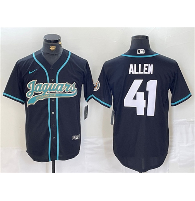 Men's Jacksonville Jaguars #41 Josh Allen Black With Cool Base Baseball Stitched Jersey