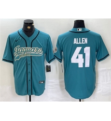 Men's Jacksonville Jaguars #41 Josh Allen Teal With Cool Base Baseball Stitched Jersey