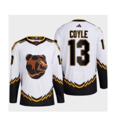 Men's Boston Bruins #13 Charlie Coyle White 2022-23 Reverse Retro Stitched Jersey