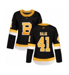 Women's Boston Bruins #41 Jaroslav Halak Authentic Black Alternate Hockey Jersey