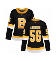 Women's Boston Bruins #56 Axel Andersson Authentic Black Alternate Hockey Jersey