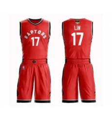 Youth Toronto Raptors #17 Jeremy Lin Swingman Red 2019 Basketball Finals Bound Suit Jersey - Icon Edition
