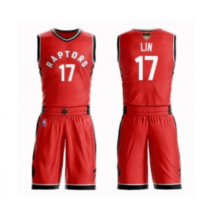 Youth Toronto Raptors #17 Jeremy Lin Swingman Red 2019 Basketball Finals Bound Suit Jersey - Icon Edition