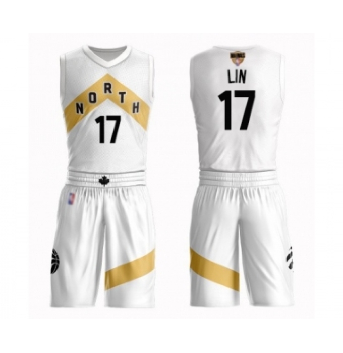 Youth Toronto Raptors #17 Jeremy Lin Swingman White 2019 Basketball Finals Bound Suit Jersey - City Edition