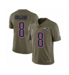 Men's New England Patriots #8 Jamie Collins Limited Olive 2017 Salute to Service Football Jersey