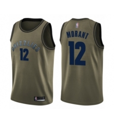 Youth Memphis Grizzlies #12 Ja Morant Swingman Green Salute to Service Basketball Jersey
