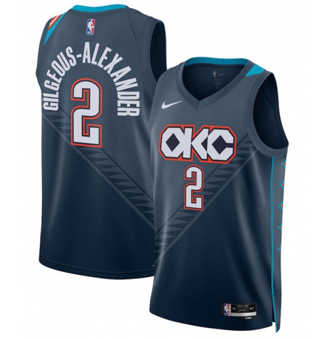 Men's Oklahoma City Thunder #2 Shai Gilgeous-Alexander Navy 2025-26 City Edition Swingman Stitched Basketball Jersey