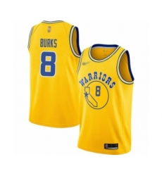 Men's Golden State Warriors #8 Alec Burks Authentic Gold Hardwood Classics Basketball Jersey