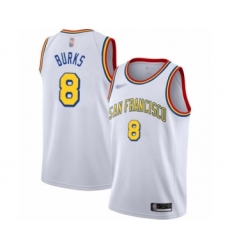 Men's Golden State Warriors #8 Alec Burks Swingman White Hardwood Classics Basketball Jersey - San Francisco Classic Edition