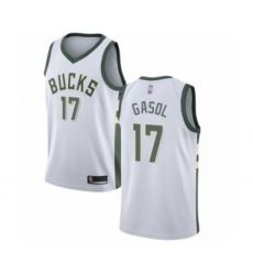 Youth Milwaukee Bucks #17 Pau Gasol Swingman White Basketball Jersey - Association Edition