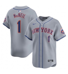 Men's New York Mets #1 Jeff McNeil 2024 Gray Away Limited Stitched Baseball Jersey