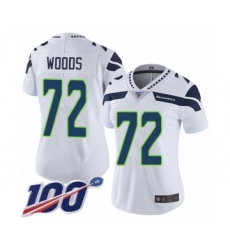 Women's Seattle Seahawks #72 Al Woods White Vapor Untouchable Limited Player 100th Season Football Jersey
