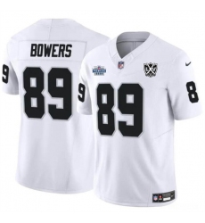 Men's Las Vegas Raiders #89 Brock Bowers White 2024 F.U.S.E 65th Anniversary Vapor Stitched Football Jersey