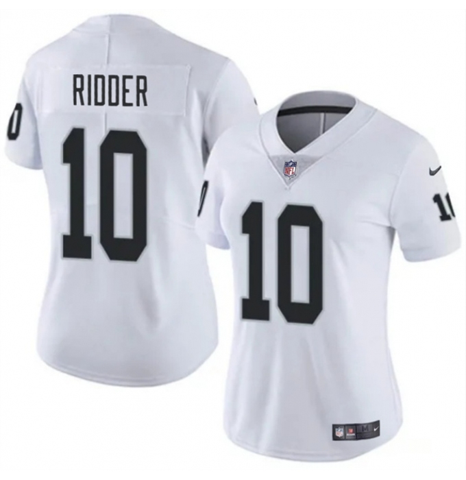 Women's Las Vegas Raiders #10 Desmond Ridder White Vapor Stitched Jersey(Run Small)