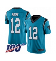 Men's Carolina Panthers #12 DJ Moore Blue Alternate Vapor Untouchable Limited Player 100th Season Football Jersey