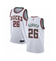 Men's Milwaukee Bucks #26 Kyle Korver Authentic White Fashion Hardwood Classics Basketball Jersey