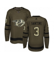 Men's Nashville Predators #3 Steven Santini Authentic Green Salute to Service Hockey Jersey