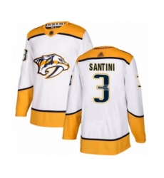 Men's Nashville Predators #3 Steven Santini Authentic White Away Hockey Jersey