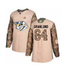 Men's Nashville Predators #64 Mikael Granlund Authentic Camo Veterans Day Practice Hockey Jersey