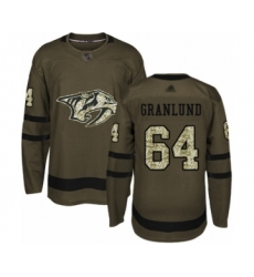 Men's Nashville Predators #64 Mikael Granlund Authentic Green Salute to Service Hockey Jersey