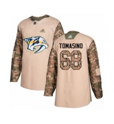 Men's Nashville Predators #68 Philip Tomasino Authentic Camo Veterans Day Practice Hockey Jersey