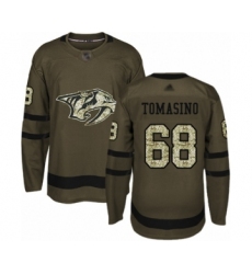 Men's Nashville Predators #68 Philip Tomasino Authentic Green Salute to Service Hockey Jersey