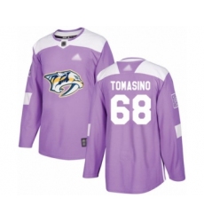 Men's Nashville Predators #68 Philip Tomasino Authentic Purple Fights Cancer Practice Hockey Jersey