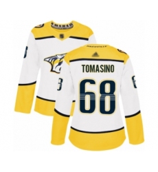 Women's Nashville Predators #68 Philip Tomasino Authentic White Away Hockey Jersey