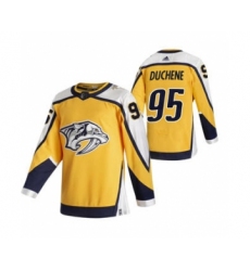 Men's Nashville Predators #95 Matt Duchene Yellow 2020-21 Reverse Retro Alternate Hockey Jersey