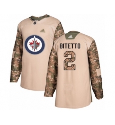 Men's Winnipeg Jets #2 Anthony Bitetto Authentic Camo Veterans Day Practice Hockey Jersey