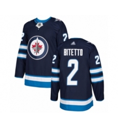 Men's Winnipeg Jets #2 Anthony Bitetto Authentic Navy Blue Home Hockey Jersey