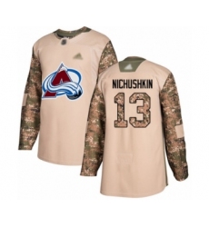 Men's Colorado Avalanche #13 Valeri Nichushkin Authentic Camo Veterans Day Practice Hockey Jersey