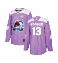 Men's Colorado Avalanche #13 Valeri Nichushkin Authentic Purple Fights Cancer Practice Hockey Jersey