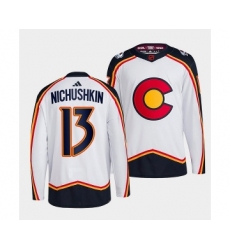 Men's Colorado Avalanche #13 Valeri Nichushkin White 2022-23 Reverse Retro Stitched Jersey