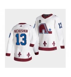 Men's Colorado Avalanche #13 Valeri Nichushkin White 2022 Stanley Cup Final Patch Reverse Retro Stitched Jersey