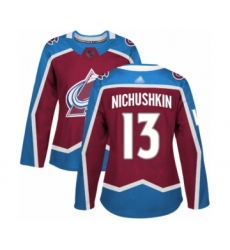 Women's Colorado Avalanche #13 Valeri Nichushkin Authentic Burgundy Red Home Hockey Jersey