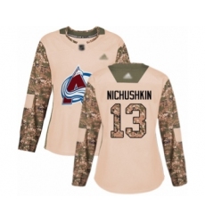 Women's Colorado Avalanche #13 Valeri Nichushkin Authentic Camo Veterans Day Practice Hockey Jersey