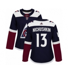 Women's Colorado Avalanche #13 Valeri Nichushkin Authentic Navy Blue Alternate Hockey Jersey