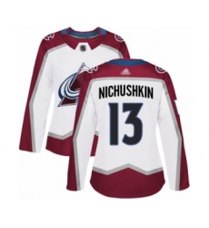 Women's Colorado Avalanche #13 Valeri Nichushkin Authentic White Away Hockey Jersey