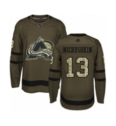 Youth Colorado Avalanche #13 Valeri Nichushkin Authentic Green Salute to Service Hockey Jersey