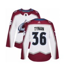 Women's Colorado Avalanche #36 T.J. Tynan Authentic White Away Hockey Jersey