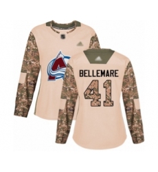 Women's Colorado Avalanche #41 Pierre-Edouard Bellemare Authentic Camo Veterans Day Practice Hockey Jersey