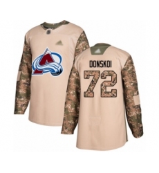 Men's Colorado Avalanche #72 Joonas Donskoi Authentic Camo Veterans Day Practice Hockey Jersey