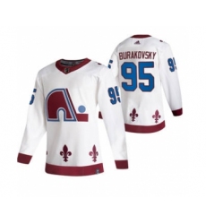 Men's Colorado Avalanche #95 Andre Burakovsky White 2020-21 Reverse Retro Alternate Hockey Jersey