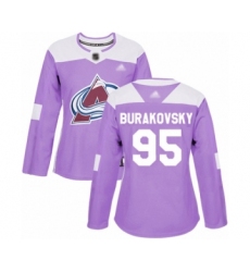 Women's Colorado Avalanche #95 Andre Burakovsky Authentic Purple Fights Cancer Practice Hockey Jersey